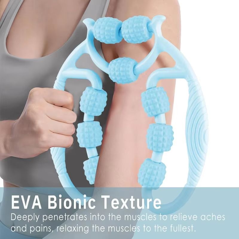 Premium DeepTissue Leg Body Massage Roller With Handle Cellulite Lymphatic Support 9