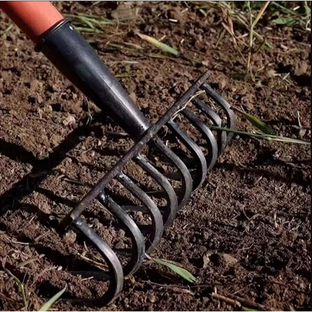 AgriGrip MultiFunctional 9Tooth Nail Rake Durable ManganeseSteel Garden Farm Tool 6