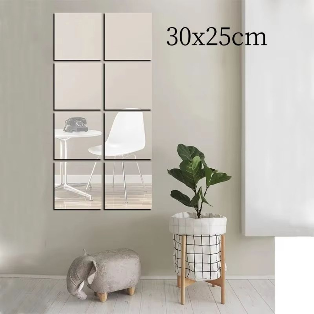 Acrylic Mirror Wall Sticker 4Piece 30x25 Cm Soft SelfAdhesive 3D Decorative Sheet Set 0
