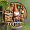 Country Farmhouse Style Wooden Toilet Sign Charming Dwarf Design Round 8x8 Inch 2