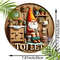 Country Farmhouse Style Wooden Toilet Sign Charming Dwarf Design Round 8x8 Inch 6