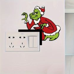 grinch corner door hanging decor – santa-clad grinch figure for festive home & doorway