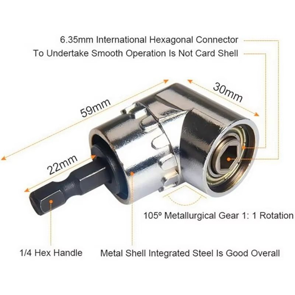 105 Degree Right Angle Drill Attachment Corner Screwdriver Extension 1