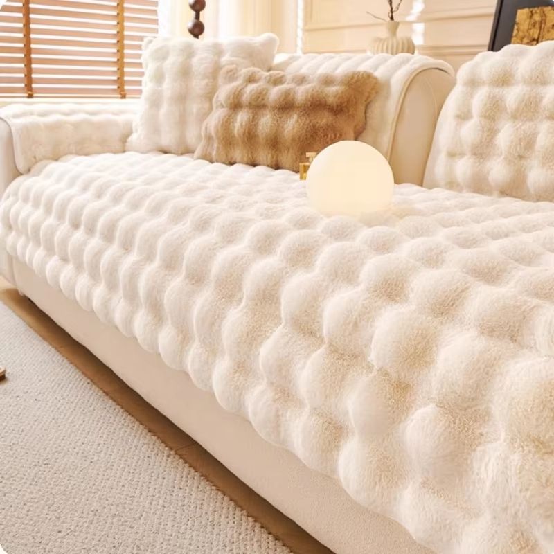 Thick Plush Imitation Rabbit Fur Sofa Slipcover NonSlip Sofa Cushion 7
