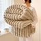Thick WideStriped Flannel Multifunctional Blanket AllPurpose Home Throw 9