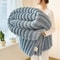 Thick WideStriped Flannel Multifunctional Blanket AllPurpose Home Throw 8