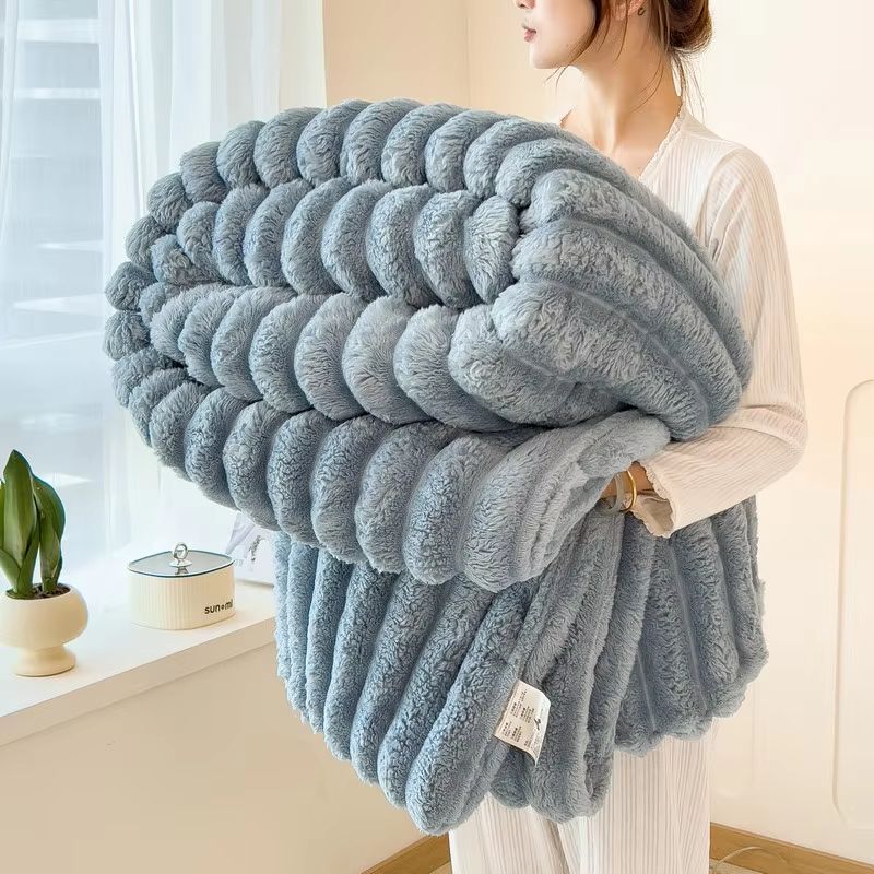 Thick WideStriped Flannel Multifunctional Blanket AllPurpose Home Throw 8