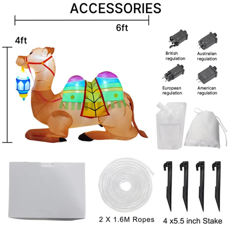 18m6FT Ramadan Inflatable Camel Toy Builtin LED Lights Outdoor Festival Decoration 5