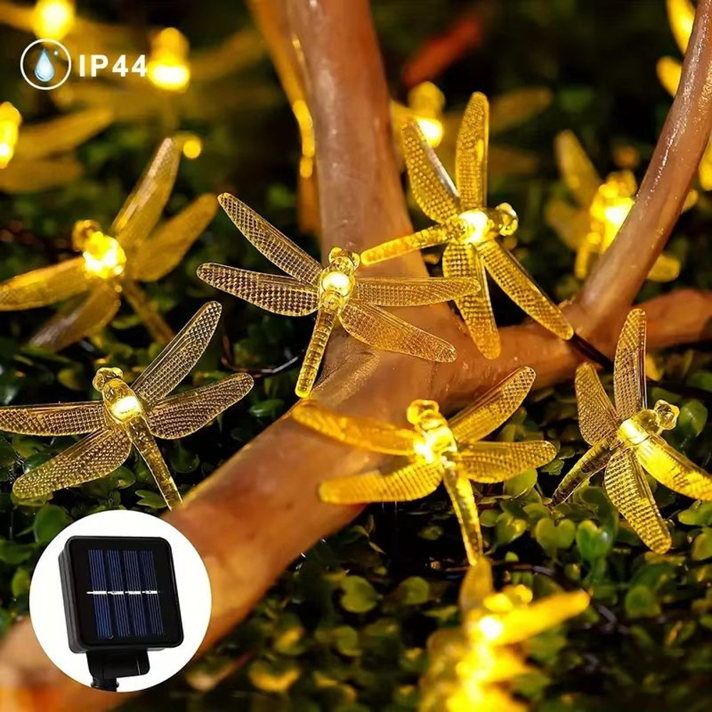 20 LED Dragonfly Solar String Lights Outdoor LED Light For Garden Yard Patio Decor 7