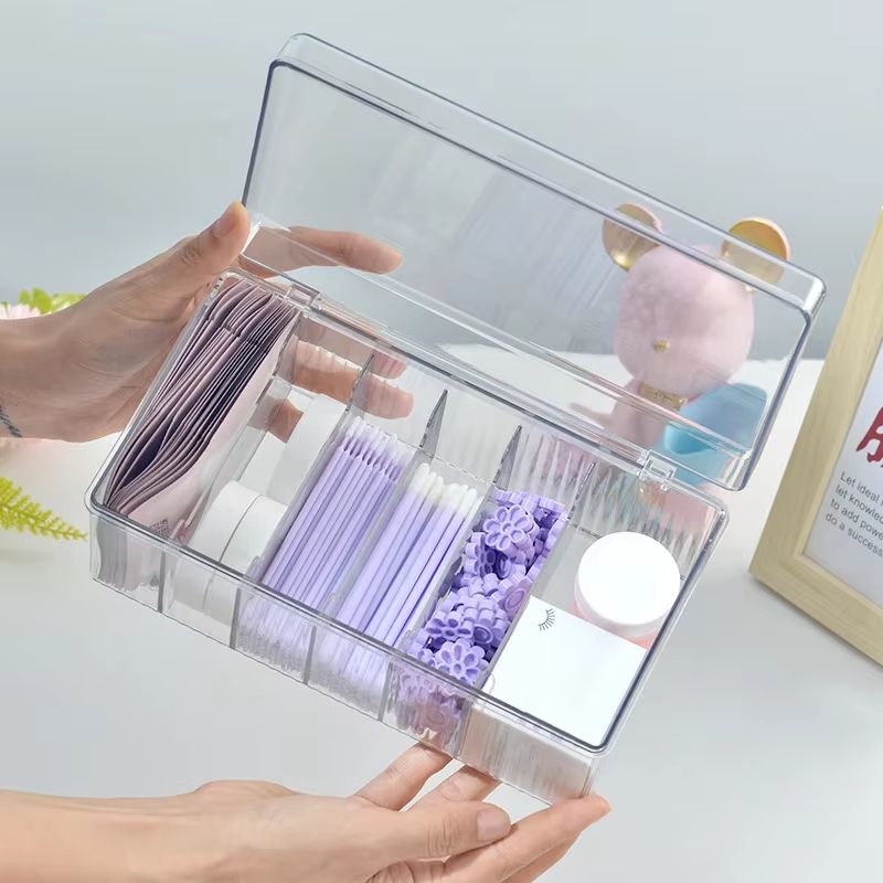 Large Eyelash Extension Storage Box With Cover Acrylic Organizer For Lashes Glue Tweezers 0