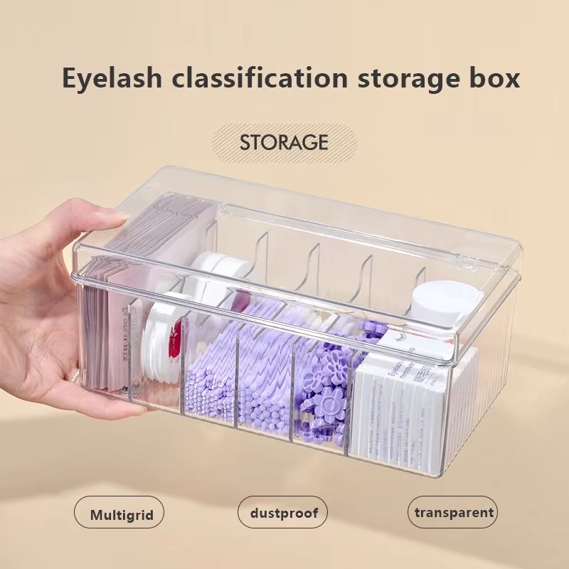 Large Eyelash Extension Storage Box With Cover Acrylic Organizer For Lashes Glue Tweezers 1