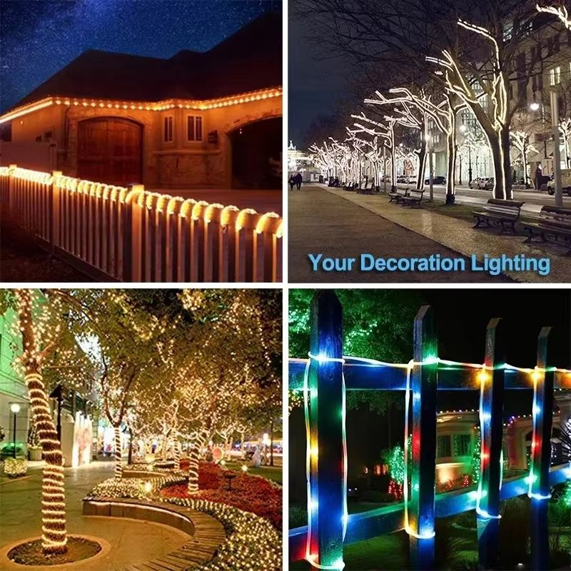 LED Solar Rope Lights 50100200 LEDs Waterproof Outdoor String Lights With 8 Modes For Garden Chris 3