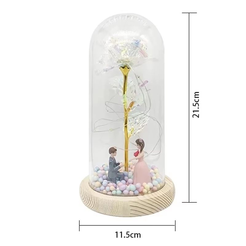 Everlasting 24K Gold Foil Rose In Glass Illuminated Decorative Gift For Home Mothers Day Special 5