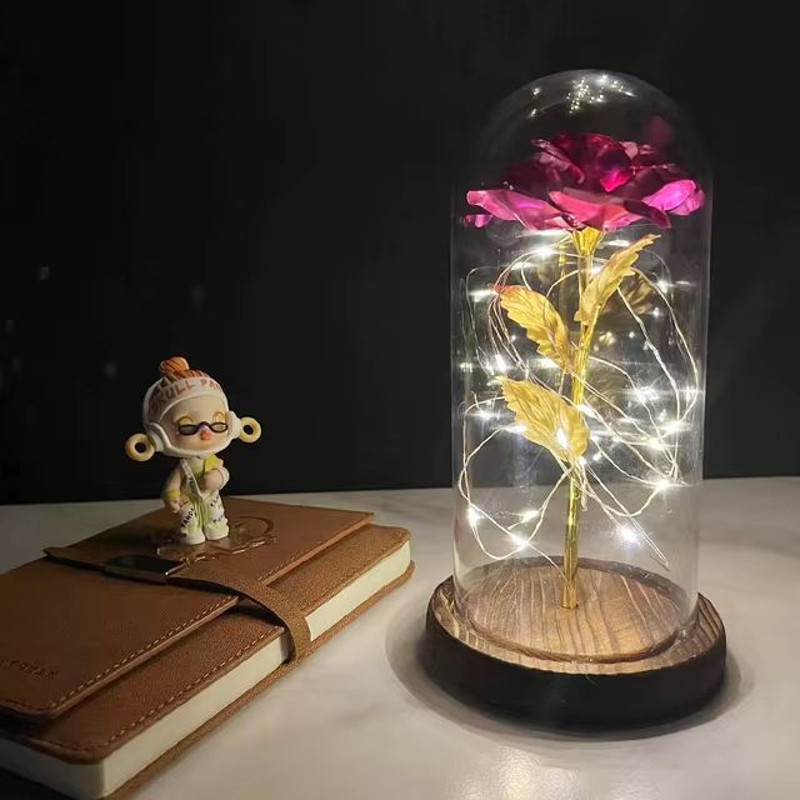 Everlasting 24K Gold Foil Rose In Glass Illuminated Decorative Gift For Home Mothers Day Special 14