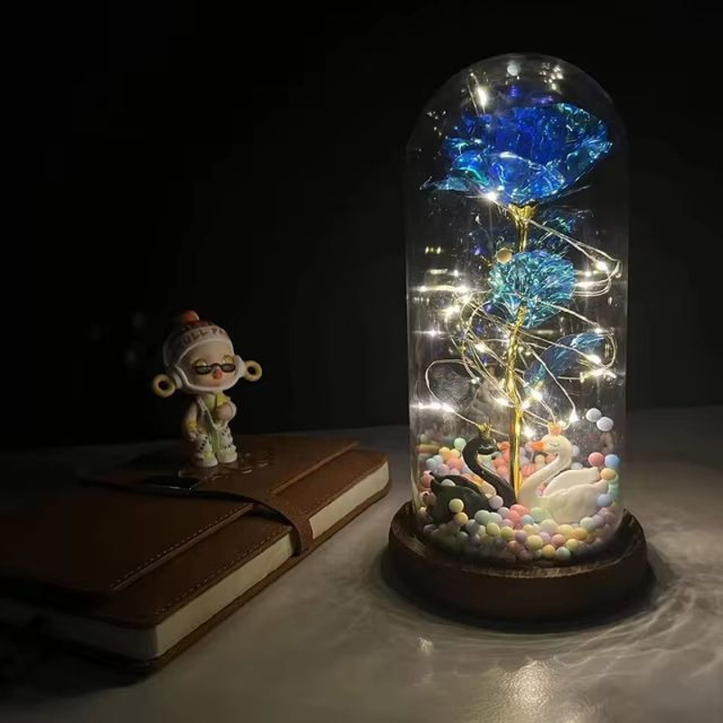 Everlasting 24K Gold Foil Rose In Glass Illuminated Decorative Gift For Home Mothers Day Special 17