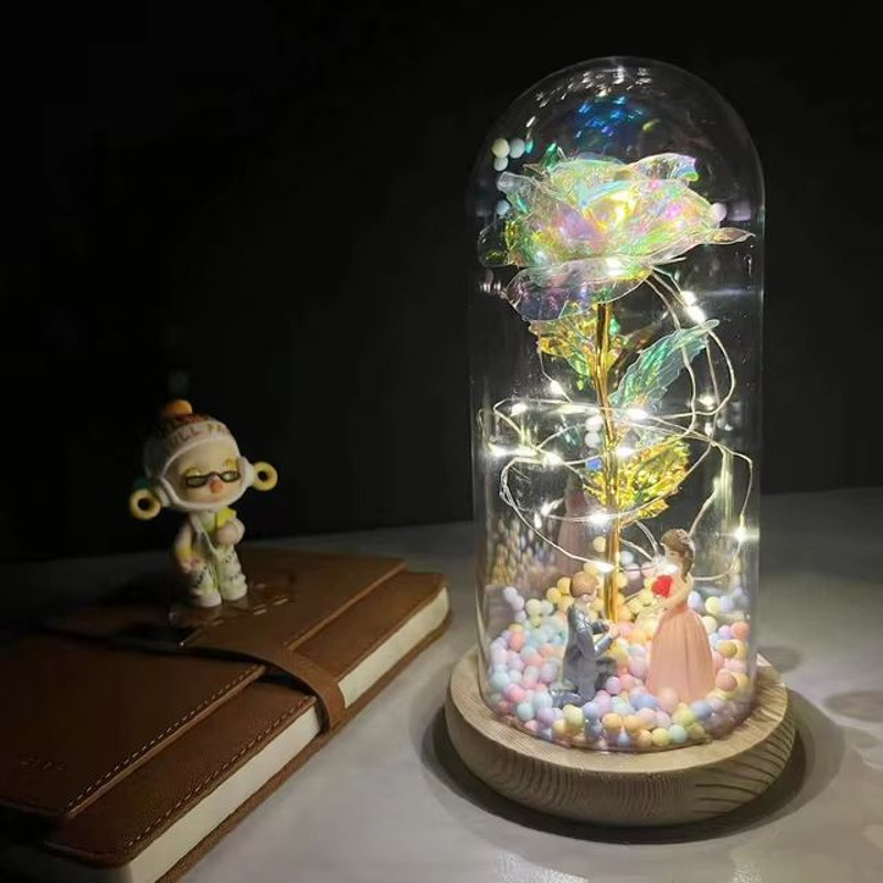 Everlasting 24K Gold Foil Rose In Glass Illuminated Decorative Gift For Home Mothers Day Special 23