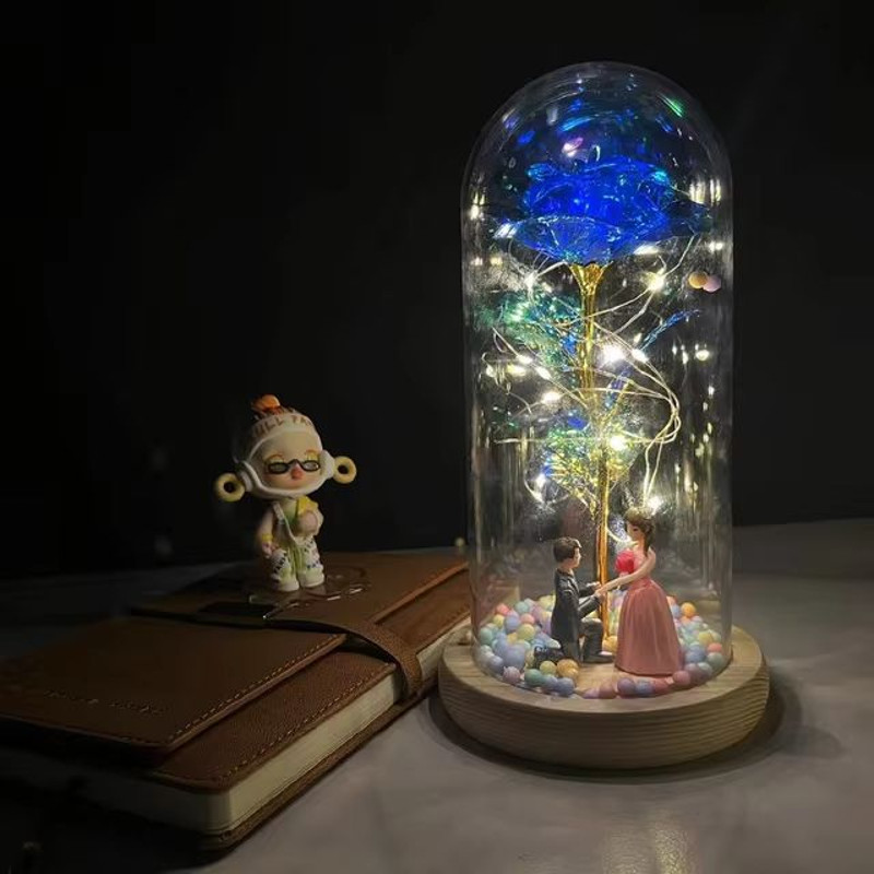 Everlasting 24K Gold Foil Rose In Glass Illuminated Decorative Gift For Home Mothers Day Special 24