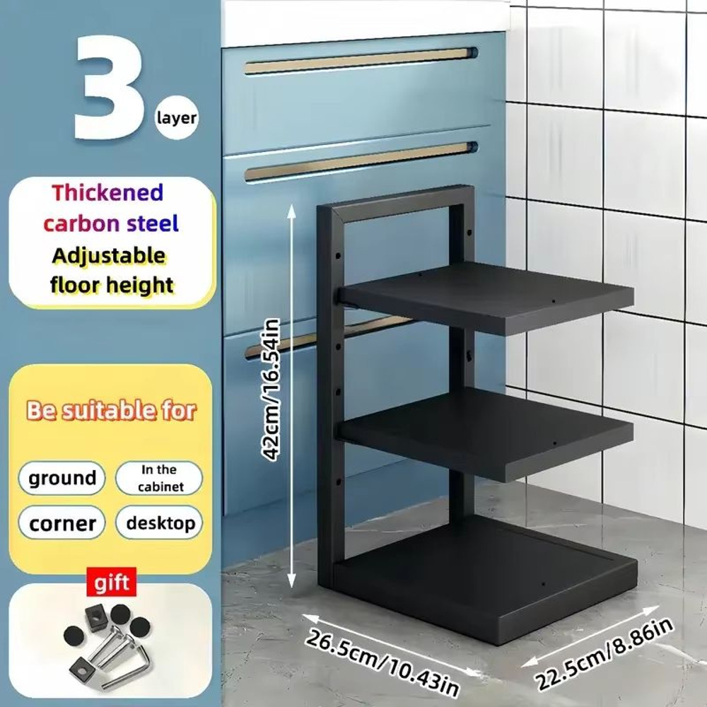 Adjustable MultiLayer Stainless Steel Pot Pan Organizer Kitchen Cabinet Countertop Storage Rack 12