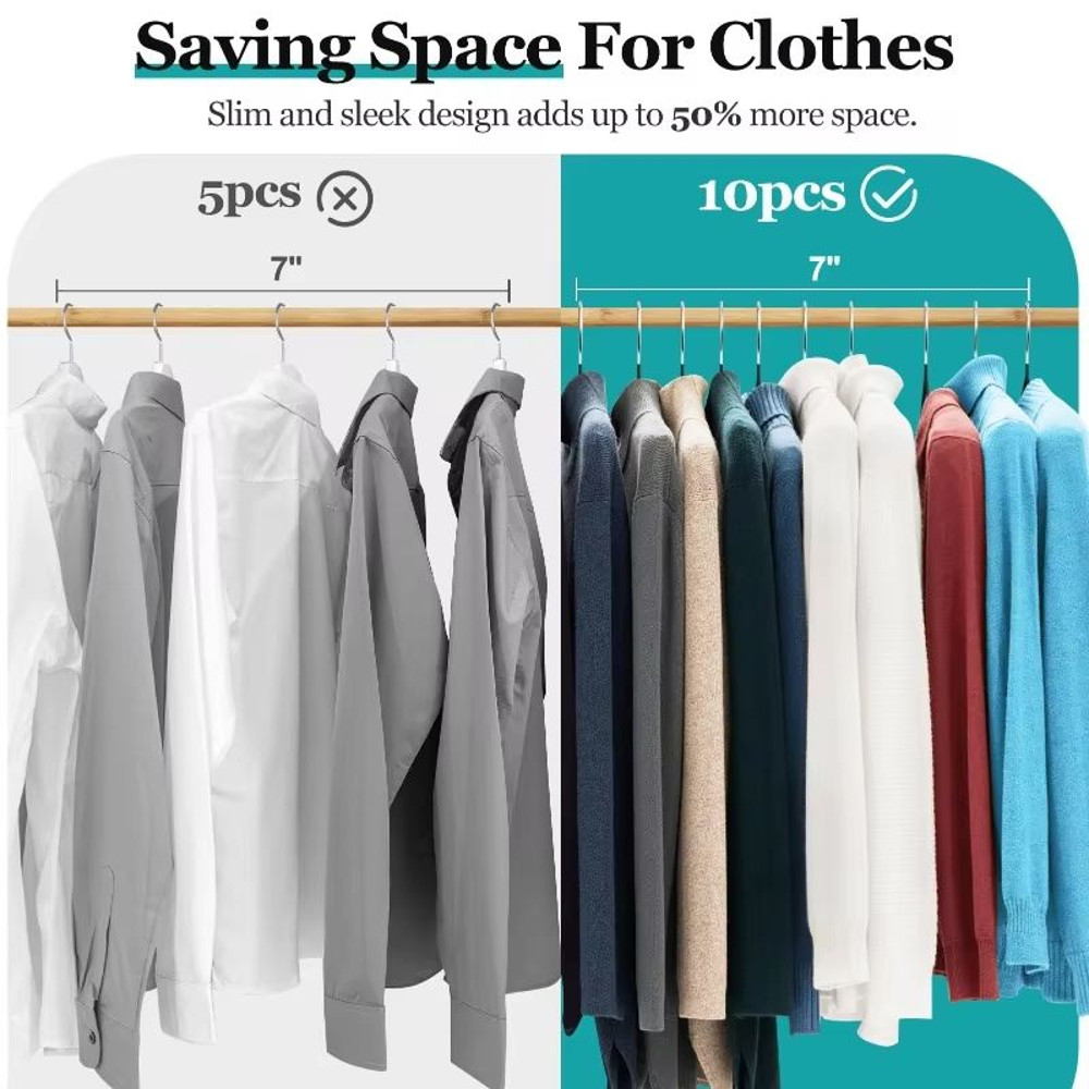 Premium Metal NonSlip Traceless Clothes Hangers Durable SpaceSaving Organiser 10Pack 3
