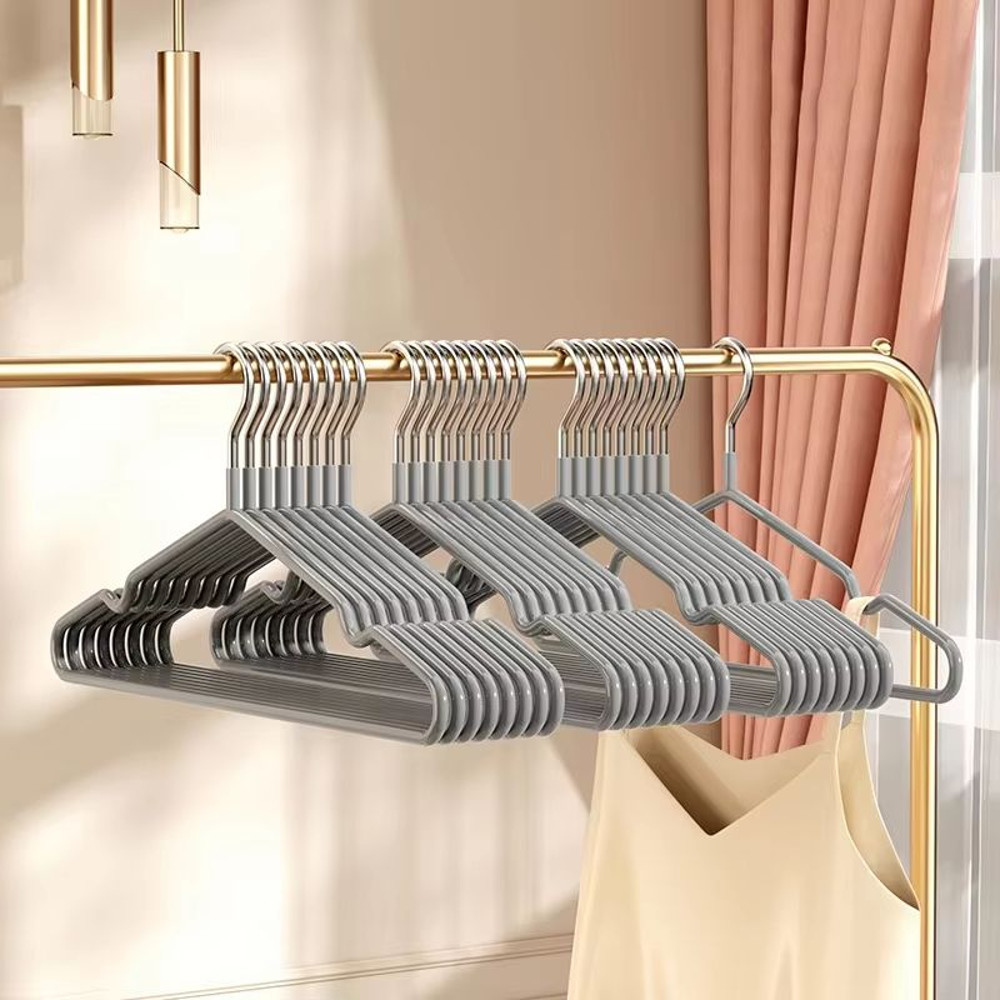 Premium Metal Traceless NonSlip Clothes Hangers 10Pack SpaceSaving Metal Hangars For Closet Organi 1