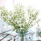 Elegant White Gypsophila Artificial Bouquet Decorative Bridal Home Accessory With Vase Filler Opt 1