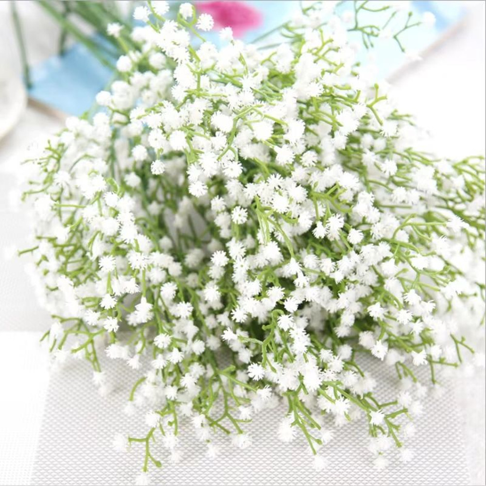 Elegant White Gypsophila Artificial Bouquet Decorative Bridal Home Accessory With Vase Filler Opt 3