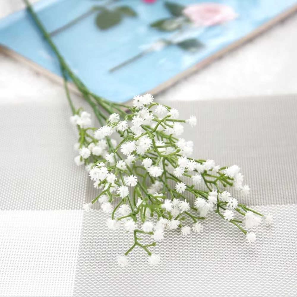 Elegant White Gypsophila Artificial Bouquet Decorative Bridal Home Accessory With Vase Filler Opt 4