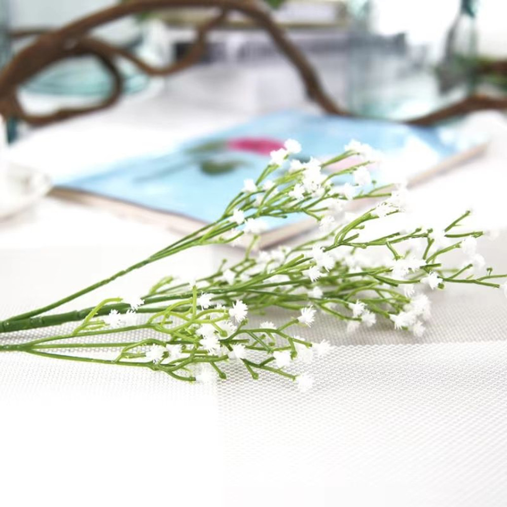 Elegant White Gypsophila Artificial Bouquet Decorative Bridal Home Accessory With Vase Filler Opt 5