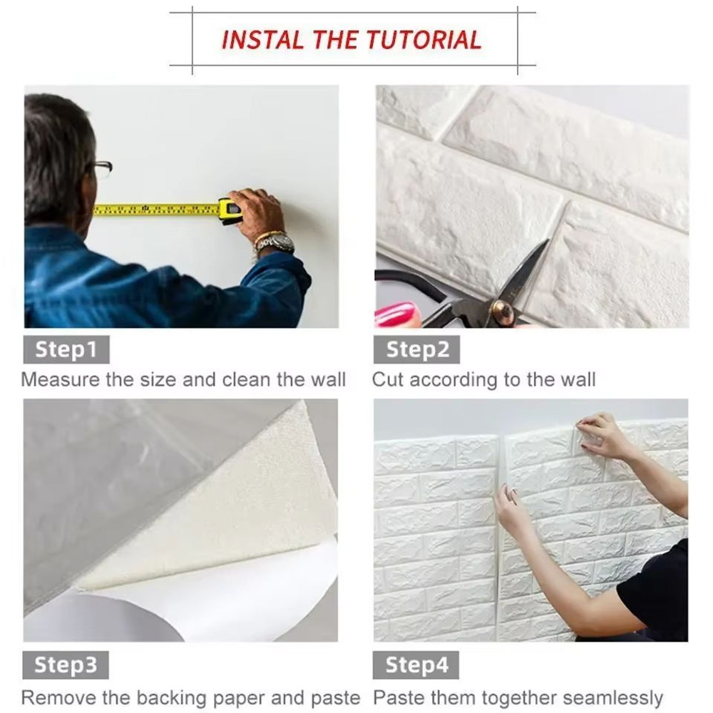 Premium 3D Brick Pattern Wall Panels DIY Waterproof BrickEffect Wallpaper For Living Room Bedroom 1