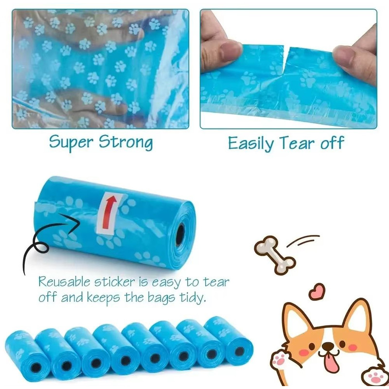SolidColor Printed Pet Poop Bags Portable Dog Walking Waste HouseUse Bags 4