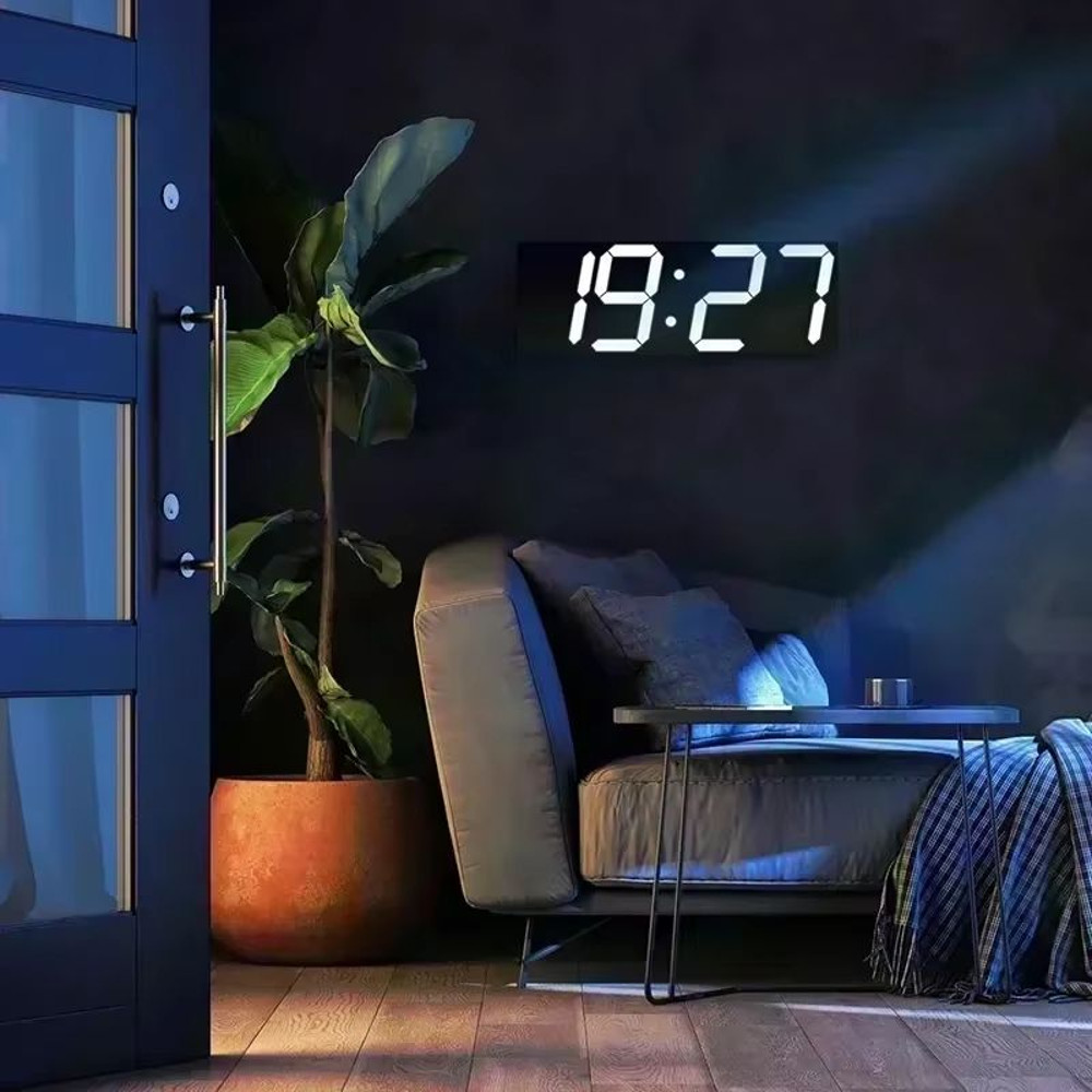 Modern LED Digital Wall Desk Clock Sleek Alarm Clock For Home Office 2