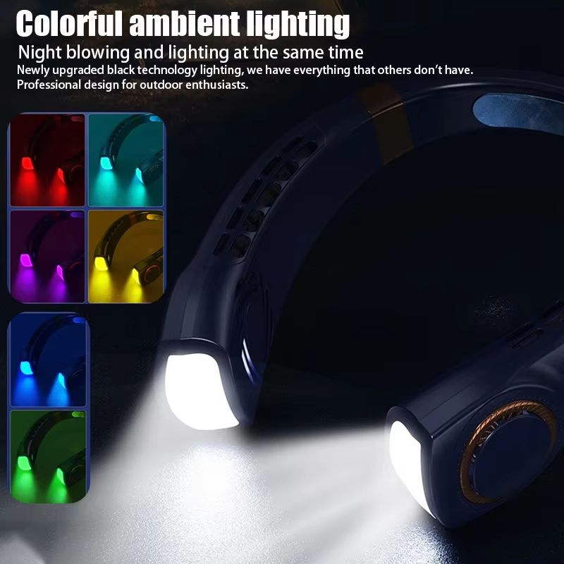 Portable Hanging Neck Fan With LED Digital Display USB Rechargeable Bladeless Air Cooler 3