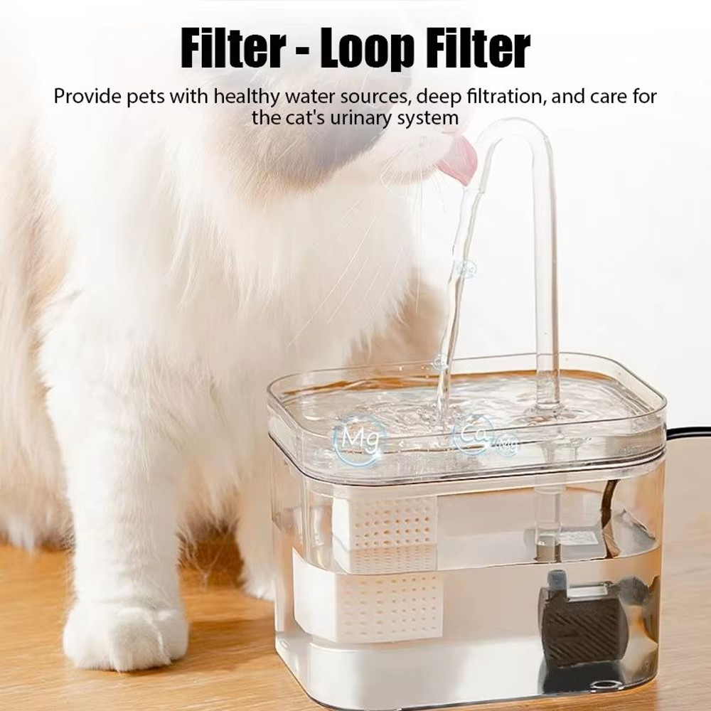 UltraQuiet USB Recirculating Cat Water Fountain With AutoFilter For Clean Fresh Pet Hydration 0