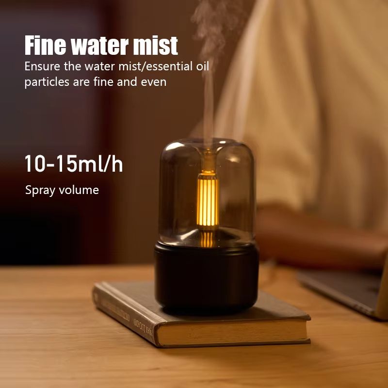 120 ML Candlelight Aroma Diffuser CoolMist Humidifier USB Rechargeable Home Night Light For Relax 2