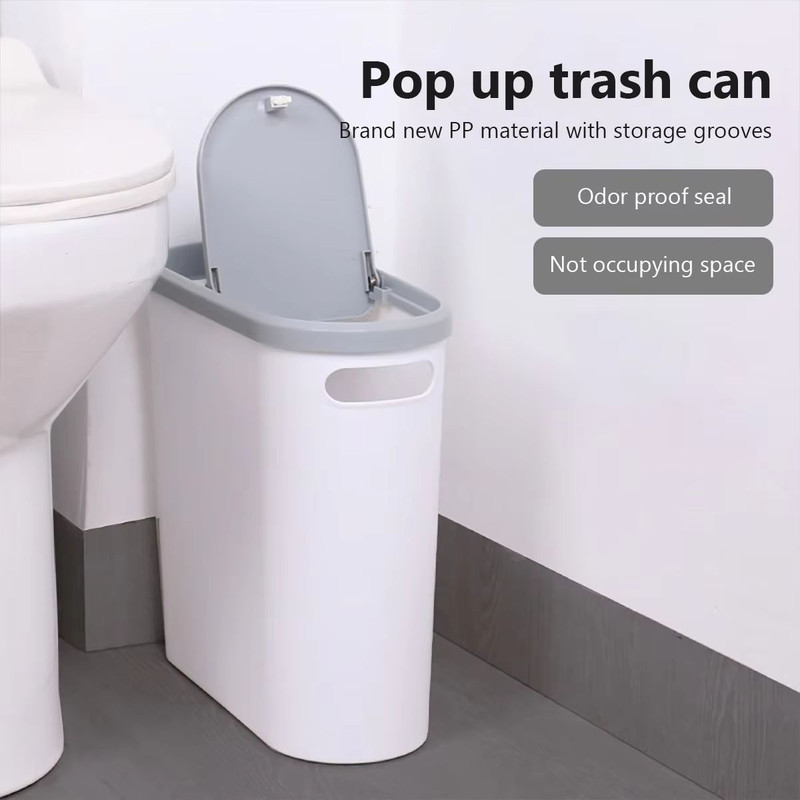 LargeCapacity PressLid Trash Bin With Lid Household Gap Bin For Bathroom Kitchen Living Room 1