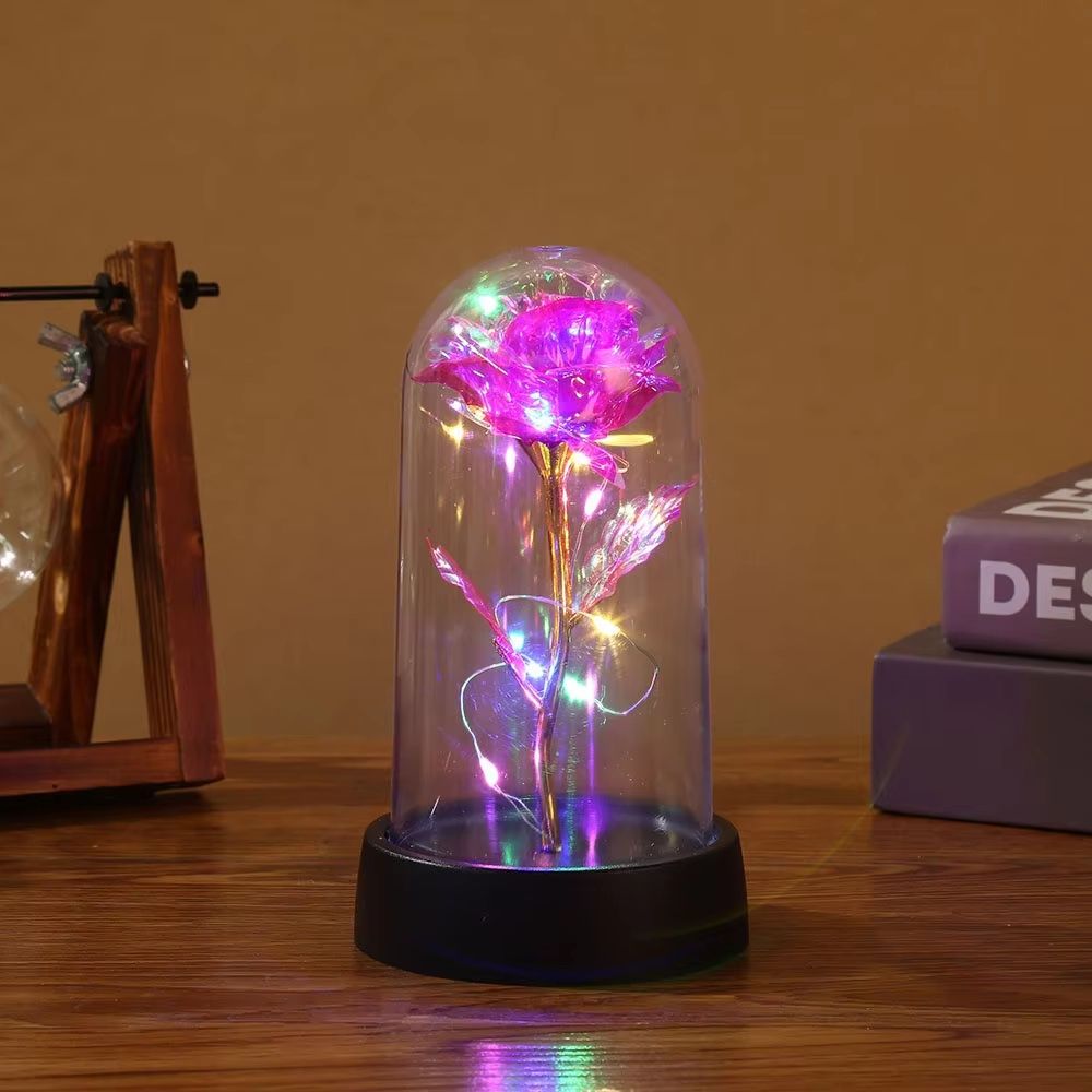 LED Galaxy Rose In Glass Dome Illuminated Eternal Flower Gift 2
