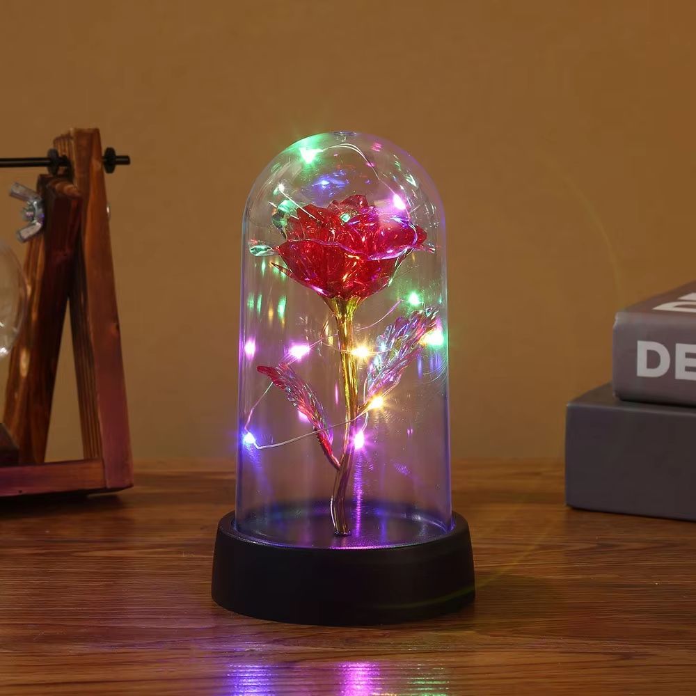 LED Galaxy Rose In Glass Dome Illuminated Eternal Flower Gift 4
