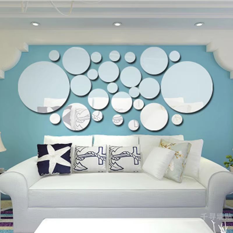 26 Pcs 3D Acrylic Mirror Wall Sticker Round Self Adhesive Decal For Bedroom Bathroom TV Backgroun 1
