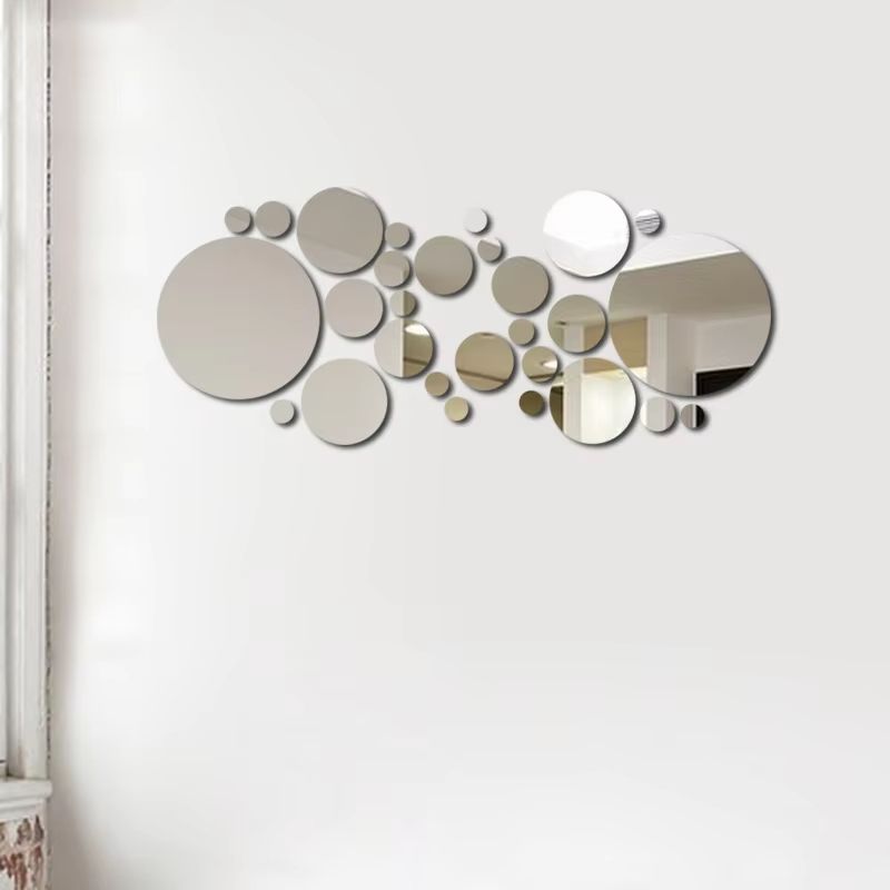 26 Pcs 3D Acrylic Mirror Wall Sticker Round Self Adhesive Decal For Bedroom Bathroom TV Backgroun 6