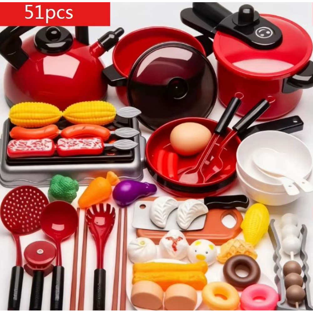 Kids Girl Cooking Kitchen Toy Set Pretend Play Cooking Fruit Cutting Utensils 6