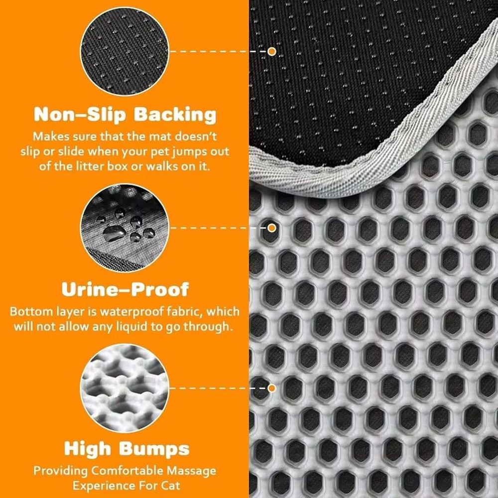Large Waterproof Cat Litter Mat NonSlip DoubleLayer Trap Pad For Pet Toilet Area 1
