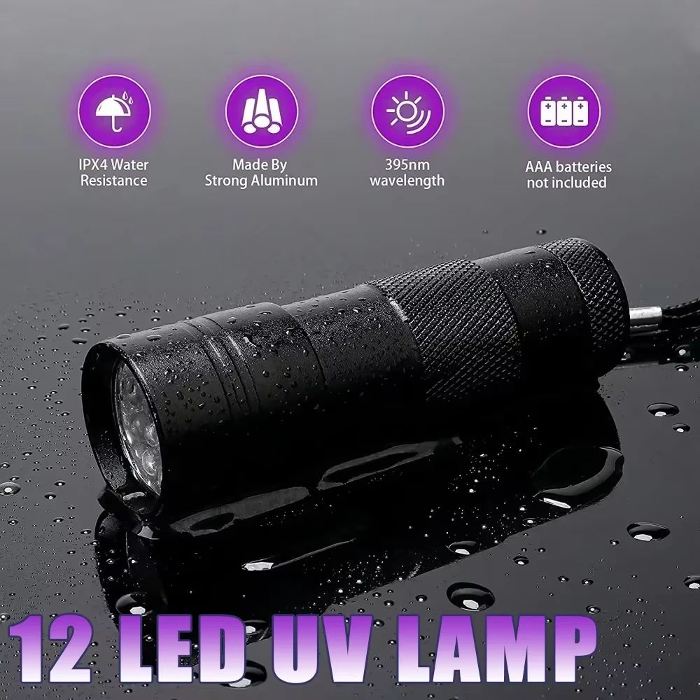 912 LED Portable UV Flashlight 395 Nm Black Light Detector For Pet Stains Bed Bugs Hidden Spots 1