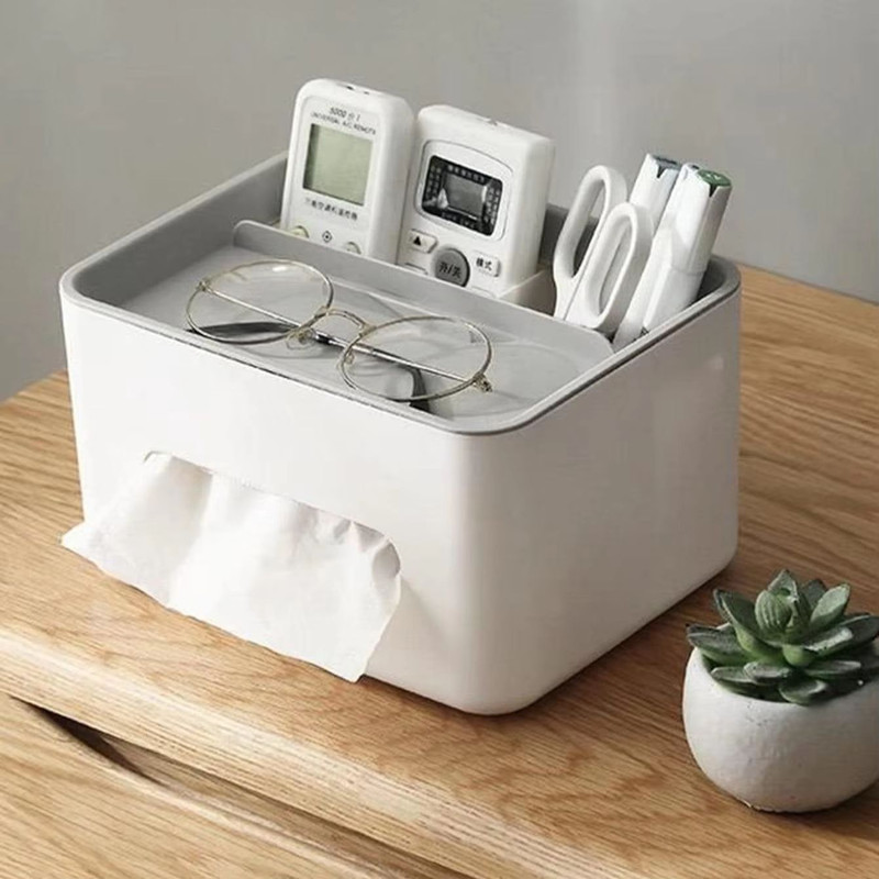 Gray Multifunctional Tissue Storage Box Sleek Desktop Organizer For Tissues Remotes More 4