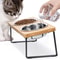 PawComfort Raised Cat Feeding Station 15 Tilted Elevated Double Bowls With Wooden Stand 0
