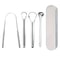 PureClean Stainless Steel Tongue Scraper Set UShaped Tongue Cleaner Kit 1234Piece In Case 10