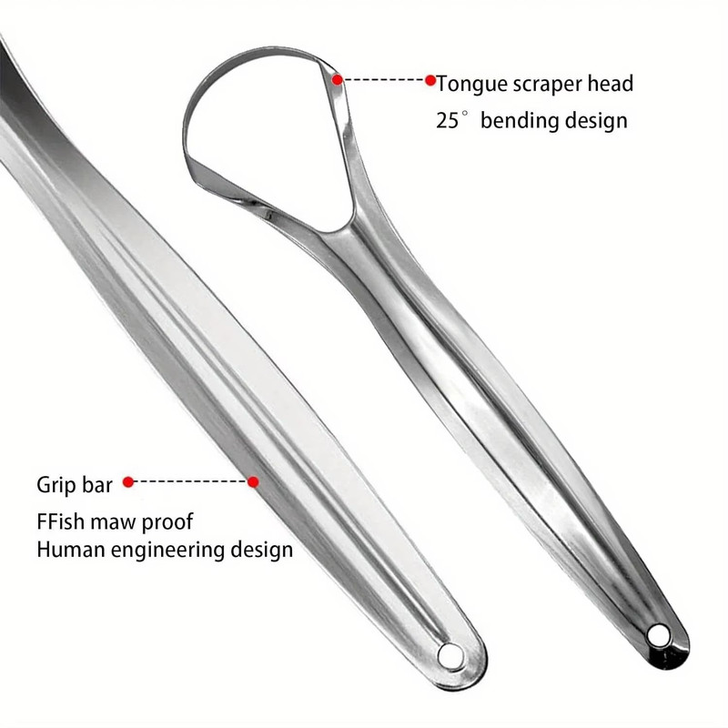 PureClean Stainless Steel SpoonShaped Tongue Scraper Set 2