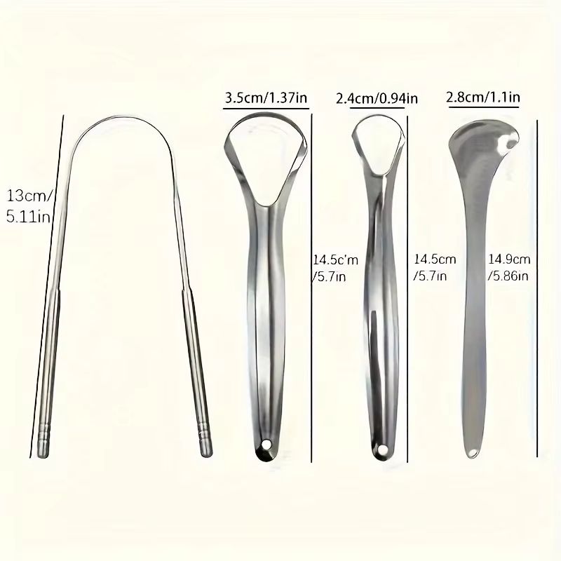 PureClean Stainless Steel SpoonShaped Tongue Scraper Set 3