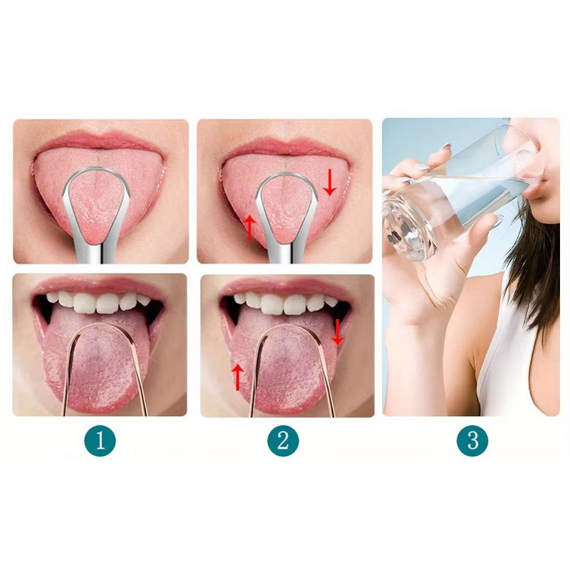 PureClean Stainless Steel SpoonShaped Tongue Scraper Set 5