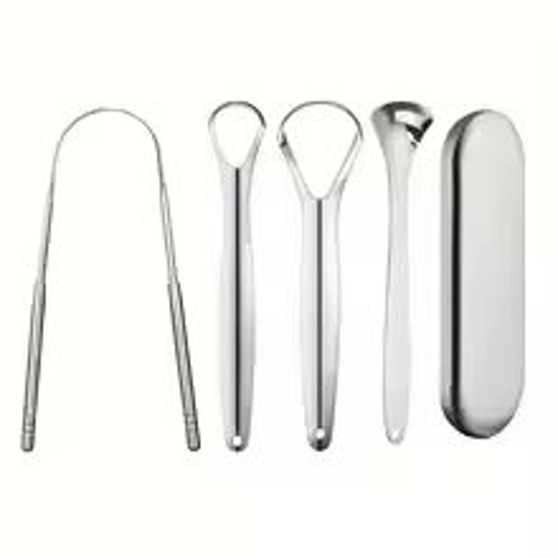 PureClean Stainless Steel SpoonShaped Tongue Scraper Set 8