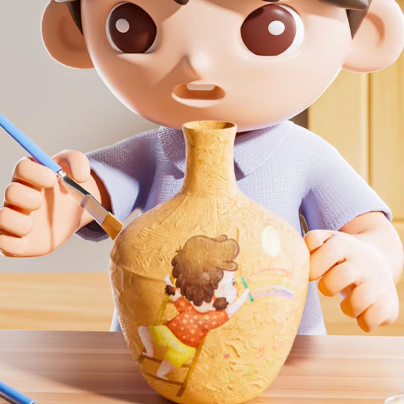 DIY Kids Pottery Wheel Kit With Clay And Paints Educational Craft Toy 3